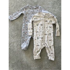 Set of Two Bear Footless Pajamas 6-9m